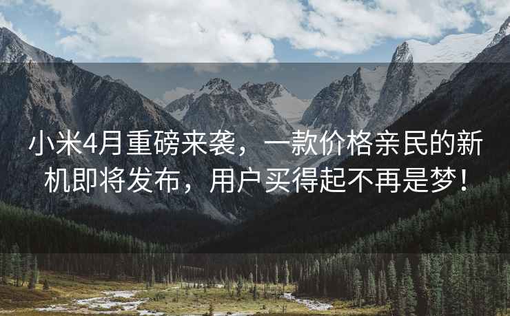 小米4月重磅來(lái)襲，一款價(jià)格親民的新機即將發(fā)布，用戶(hù)買(mǎi)得起不再是夢(mèng)！