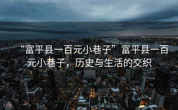“富平縣一百元小巷子”富平縣一百元小巷子，歷史與生活的交織
