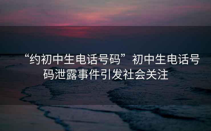 “約初中生電話(huà)號碼”初中生電話(huà)號碼泄露事件引發(fā)社會(huì )關(guān)注