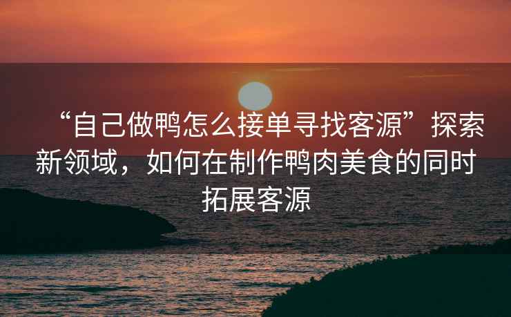 “自己做鴨怎么接單尋找客源”探索新領(lǐng)域，如何在制作鴨肉美食的同時(shí)拓展客源