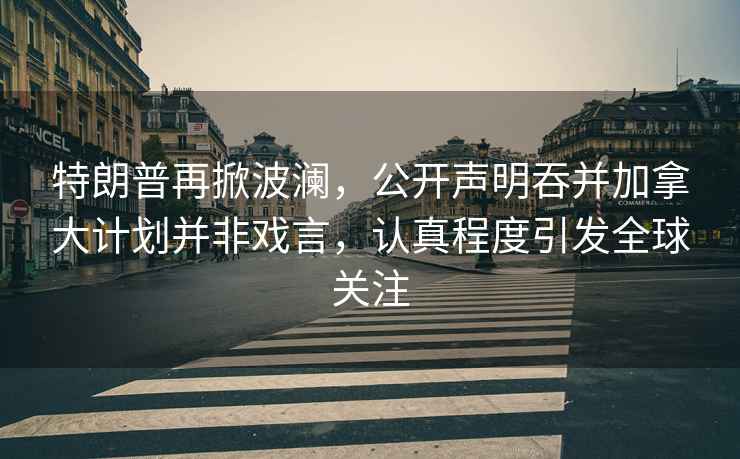 特朗普再掀波瀾，公開(kāi)聲明吞并加拿大計劃并非戲言，認真程度引發(fā)全球關(guān)注