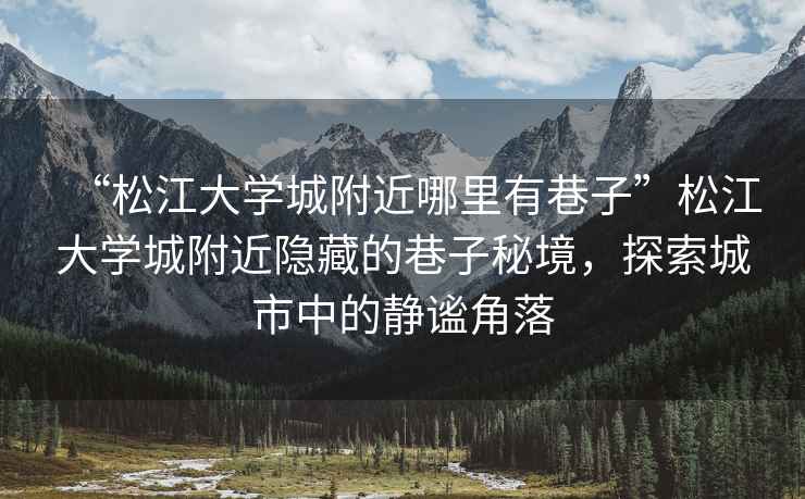 “松江大學(xué)城附近哪里有巷子”松江大學(xué)城附近隱藏的巷子秘境，探索城市中的靜謐角落