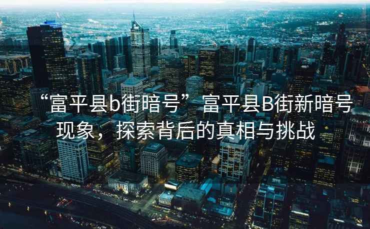 “富平縣b街暗號”富平縣B街新暗號現象，探索背后的真相與挑戰