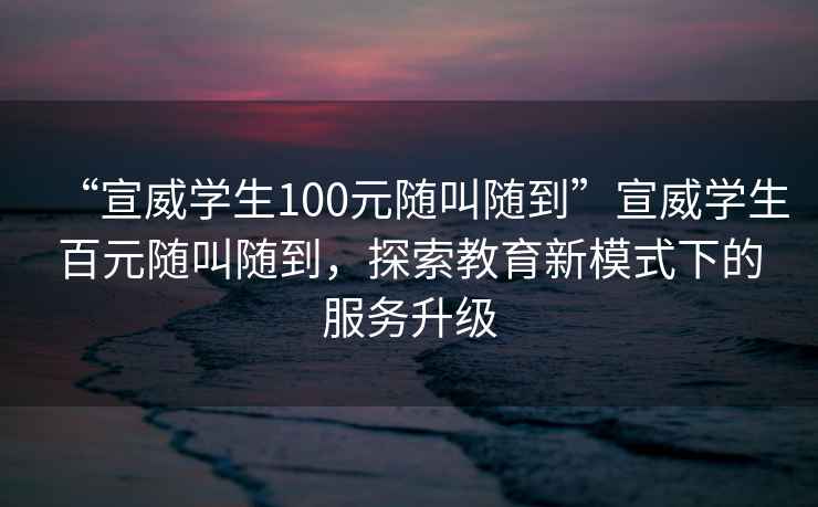 “宣威學(xué)生100元隨叫隨到”宣威學(xué)生百元隨叫隨到，探索教育新模式下的服務(wù)升級