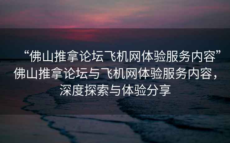 “佛山推拿論壇飛機網(wǎng)體驗服務(wù)內容”佛山推拿論壇與飛機網(wǎng)體驗服務(wù)內容，深度探索與體驗分享