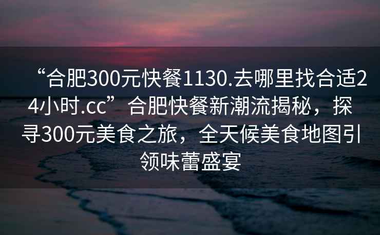 “合肥300元快餐1130.去哪里找合適24小時(shí).cc”合肥快餐新潮流揭秘，探尋300元美食之旅，全天候美食地圖引領(lǐng)味蕾盛宴