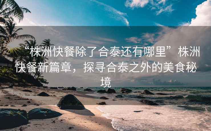 “株洲快餐除了合泰還有哪里”株洲快餐新篇章，探尋合泰之外的美食秘境