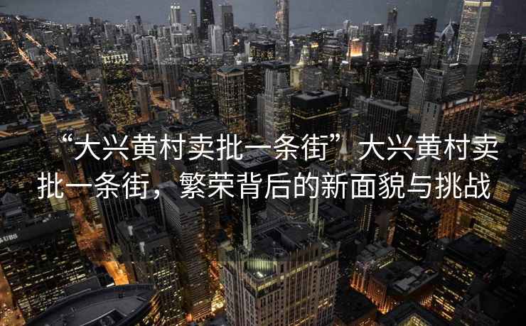 “大興黃村賣(mài)批一條街”大興黃村賣(mài)批一條街，繁榮背后的新面貌與挑戰