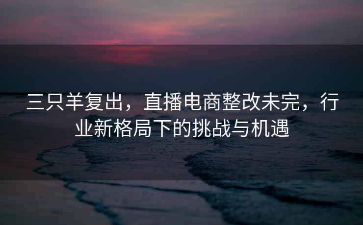 三只羊復出，直播電商整改未完，行業(yè)新格局下的挑戰與機遇
