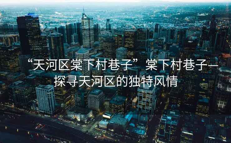 “天河區棠下村巷子”棠下村巷子—探尋天河區的獨特風(fēng)情