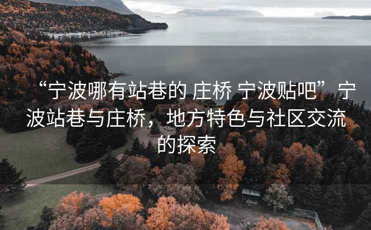 “寧波哪有站巷的 莊橋 寧波貼吧”寧波站巷與莊橋，地方特色與社區交流的探索