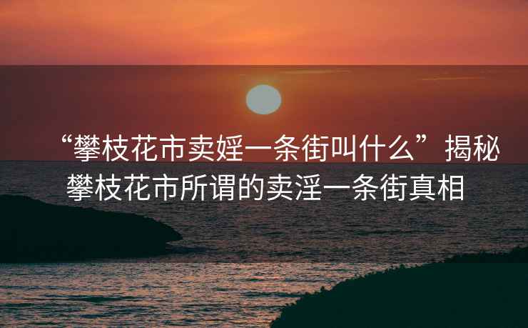 “攀枝花市賣(mài)婬一條街叫什么”揭秘攀枝花市所謂的賣(mài)淫一條街真相