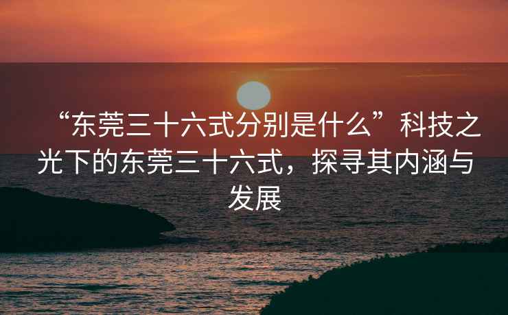 “東莞三十六式分別是什么”科技之光下的東莞三十六式，探尋其內涵與發(fā)展