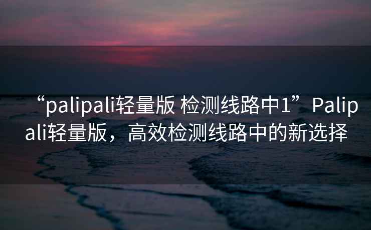 “palipali輕量版 檢測線(xiàn)路中1”P(pán)alipali輕量版，高效檢測線(xiàn)路中的新選擇