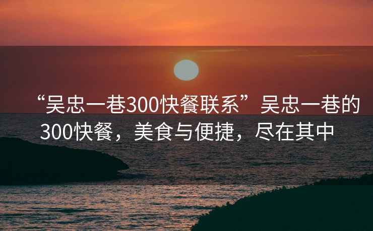 “吳忠一巷300快餐聯(lián)系”吳忠一巷的300快餐，美食與便捷，盡在其中