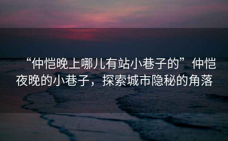 “仲愷晚上哪兒有站小巷子的”仲愷夜晚的小巷子，探索城市隱秘的角落