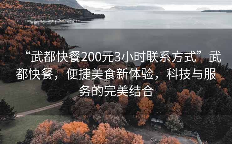 “武都快餐200元3小時(shí)聯(lián)系方式”武都快餐，便捷美食新體驗，科技與服務(wù)的完美結合