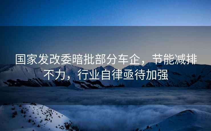 國家發(fā)改委暗批部分車(chē)企，節能減排不力，行業(yè)自律亟待加強
