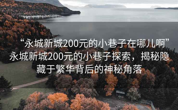 “永城新城200元的小巷子在哪兒啊”永城新城200元的小巷子探索，揭秘隱藏于繁華背后的神秘角落