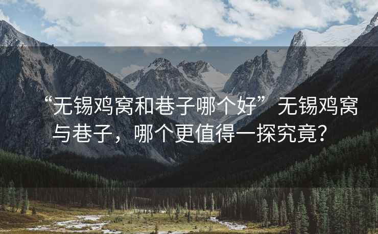 “無(wú)錫雞窩和巷子哪個(gè)好”無(wú)錫雞窩與巷子，哪個(gè)更值得一探究竟？