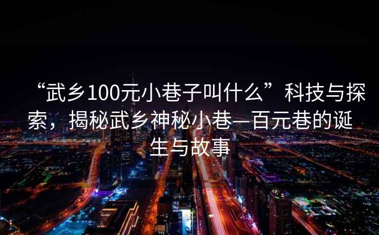 “武鄉100元小巷子叫什么”科技與探索，揭秘武鄉神秘小巷—百元巷的誕生與故事