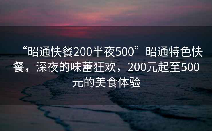 “昭通快餐200半夜500”昭通特色快餐，深夜的味蕾狂歡，200元起至500元的美食體驗