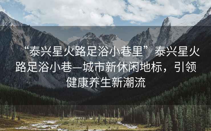 “泰興星火路足浴小巷里”泰興星火路足浴小巷—城市新休閑地標，引領(lǐng)健康養生新潮流