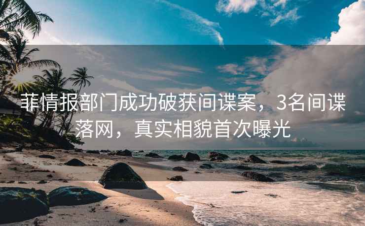 菲情報部門(mén)成功破獲間諜案，3名間諜落網(wǎng)，真實(shí)相貌首次曝光