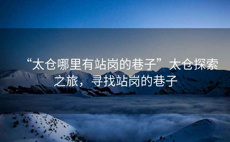 “太倉哪里有站崗的巷子”太倉探索之旅，尋找站崗的巷子
