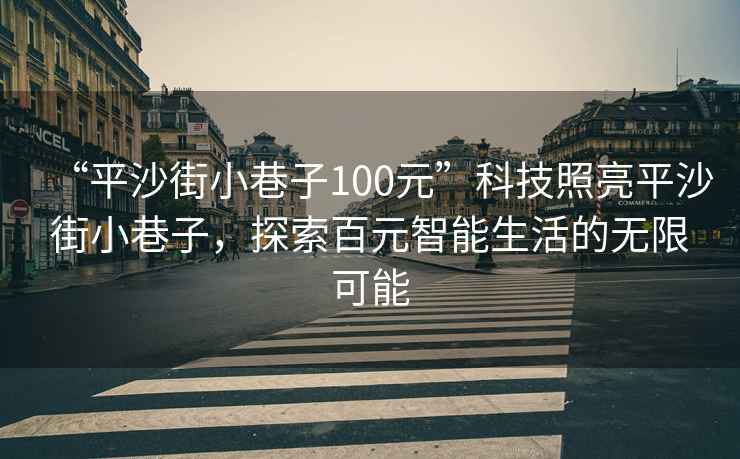 “平沙街小巷子100元”科技照亮平沙街小巷子，探索百元智能生活的無(wú)限可能