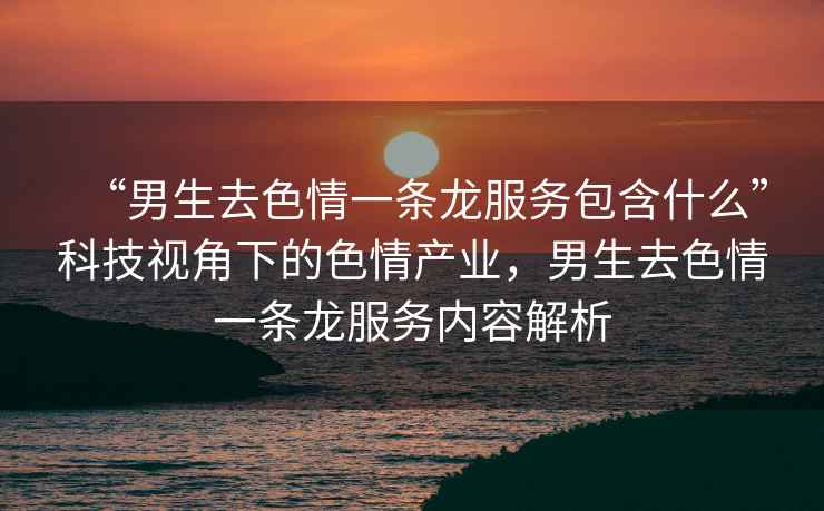 “男生去色情一條龍服務(wù)包含什么”科技視角下的色情產(chǎn)業(yè)，男生去色情一條龍服務(wù)內容解析