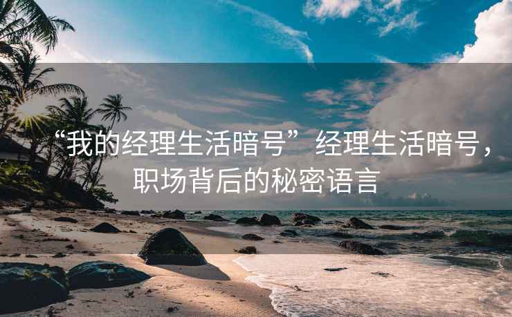 “我的經(jīng)理生活暗號”經(jīng)理生活暗號，職場(chǎng)背后的秘密語(yǔ)言