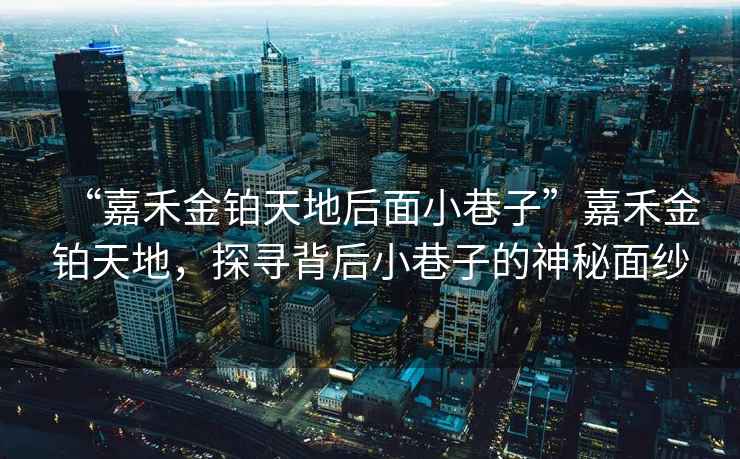 “嘉禾金鉑天地后面小巷子”嘉禾金鉑天地，探尋背后小巷子的神秘面紗