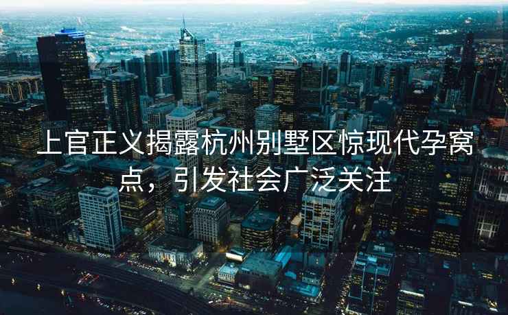 上官正義揭露杭州別墅區驚現代孕窩點(diǎn)，引發(fā)社會(huì )廣泛關(guān)注