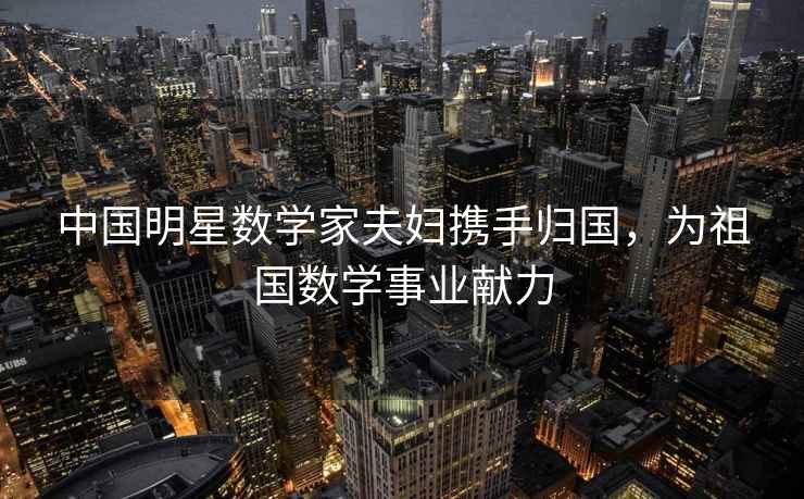 中國明星數學(xué)家夫婦攜手歸國，為祖國數學(xué)事業(yè)獻力