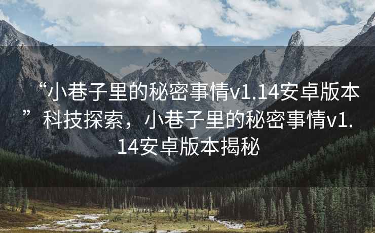 “小巷子里的秘密事情v1.14安卓版本”科技探索，小巷子里的秘密事情v1.14安卓版本揭秘