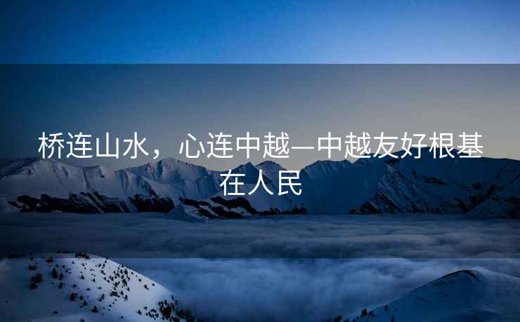 橋連山水，心連中越—中越友好根基在人民