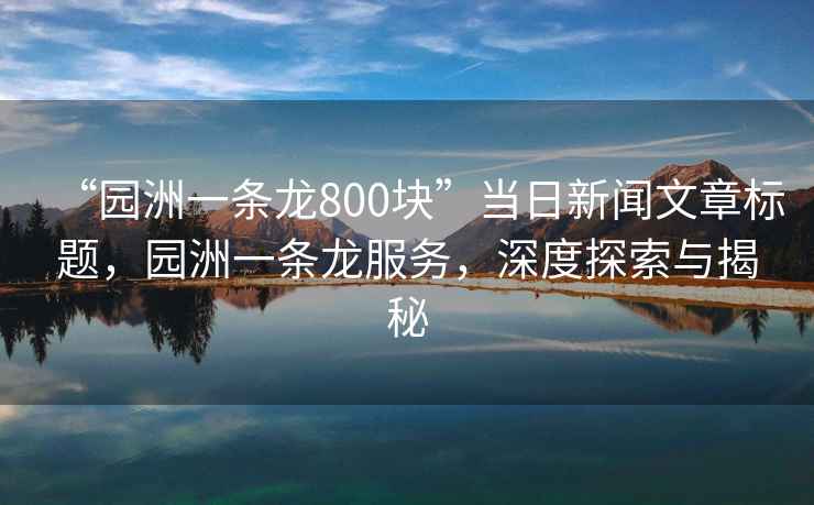 “園洲一條龍800塊”當日新聞文章標題，園洲一條龍服務(wù)，深度探索與揭秘