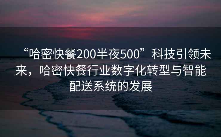 “哈密快餐200半夜500”科技引領(lǐng)未來(lái)，哈密快餐行業(yè)數字化轉型與智能配送系統的發(fā)展