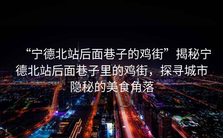 “寧德北站后面巷子的雞街”揭秘寧德北站后面巷子里的雞街，探尋城市隱秘的美食角落