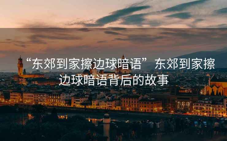“東郊到家擦邊球暗語(yǔ)”東郊到家擦邊球暗語(yǔ)背后的故事