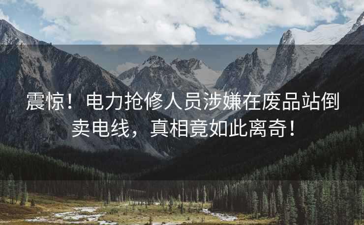 震驚！電力搶修人員涉嫌在廢品站倒賣(mài)電線(xiàn)，真相竟如此離奇！
