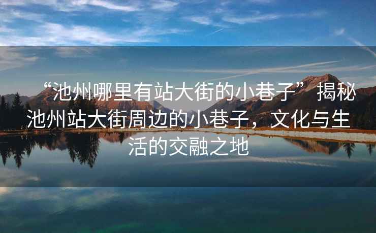 “池州哪里有站大街的小巷子”揭秘池州站大街周邊的小巷子，文化與生活的交融之地