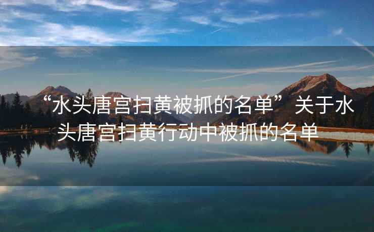 “水頭唐宮掃黃被抓的名單”關(guān)于水頭唐宮掃黃行動(dòng)中被抓的名單