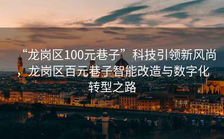“龍崗區100元巷子”科技引領(lǐng)新風(fēng)尚，龍崗區百元巷子智能改造與數字化轉型之路