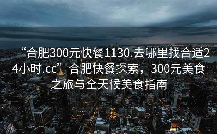 “合肥300元快餐1130.去哪里找合適24小時(shí).cc”合肥快餐探索，300元美食之旅與全天候美食指南