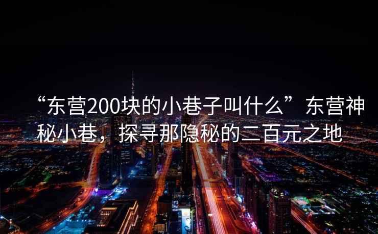 “東營(yíng)200塊的小巷子叫什么”東營(yíng)神秘小巷，探尋那隱秘的二百元之地