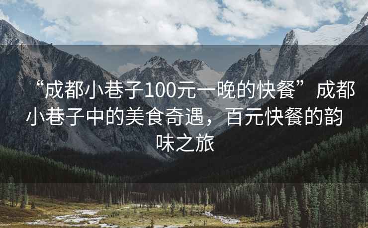 “成都小巷子100元一晚的快餐”成都小巷子中的美食奇遇，百元快餐的韻味之旅