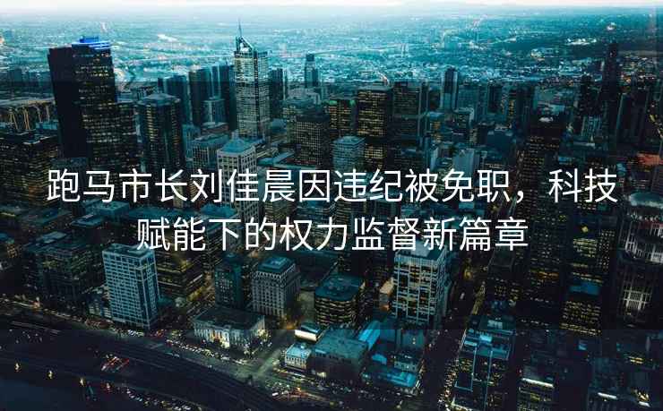 跑馬市長(cháng)劉佳晨因違紀被免職，科技賦能下的權力監督新篇章