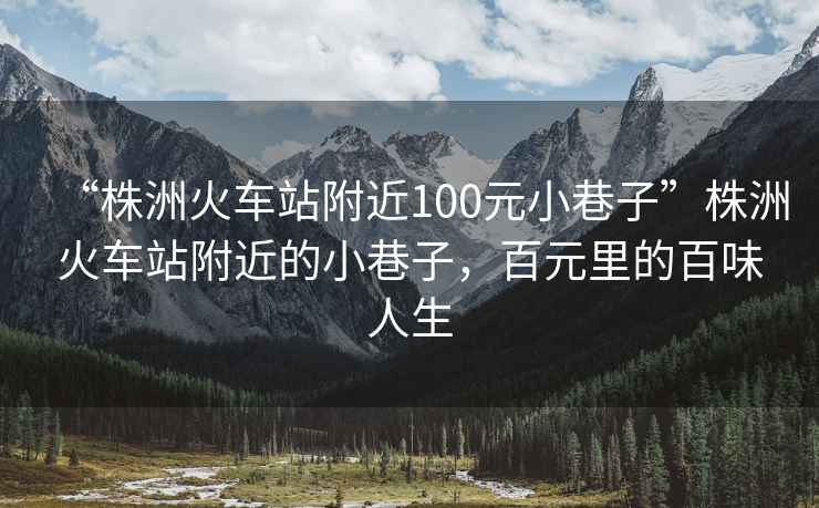 “株洲火車(chē)站附近100元小巷子”株洲火車(chē)站附近的小巷子，百元里的百味人生